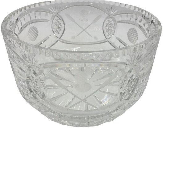 Golf Themed Bowl Par Excellence Hand Cut Glass 24% Lead Crystal 9” - Picture 12 of 16
